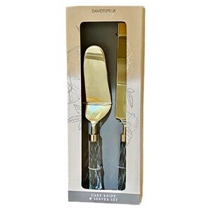 New David Tutera￼ CAKE SERVING SET Gold With Crystal Handles